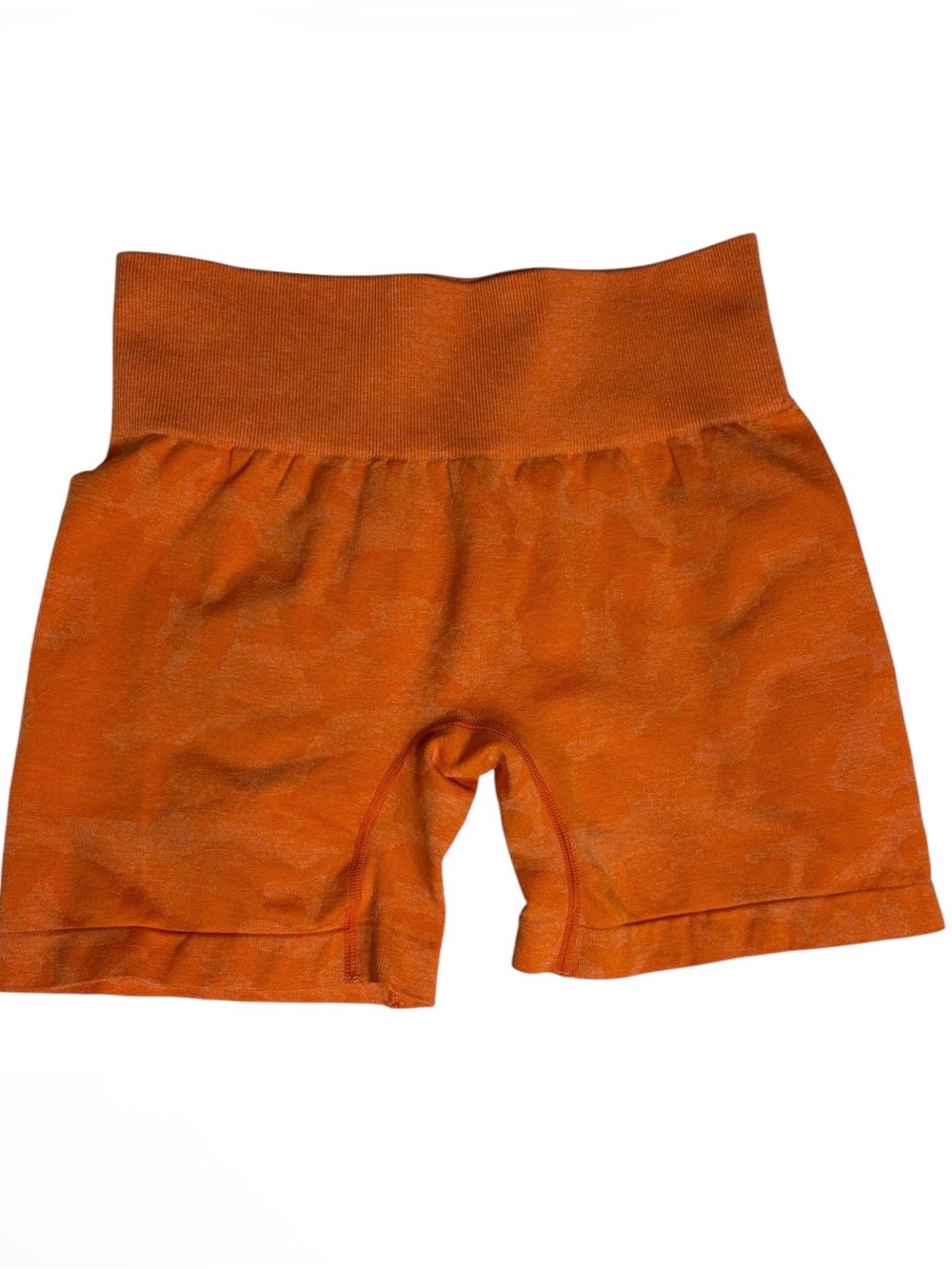 Orange abstract camouflage seamless bike shorts size L